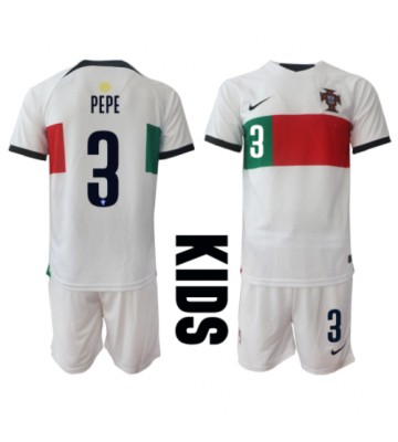 Portugalia Pepe #3 Koszulka Wyjazdowych Dziecięca MŚ 2022 Krótki Rękaw (+ Krótkie spodenki)